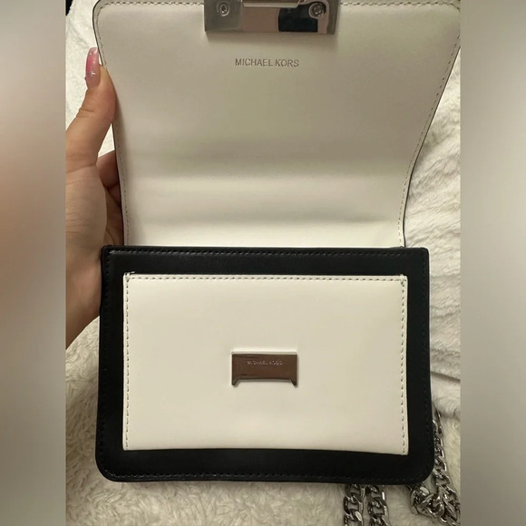 Women's Jade Extra-small Tri-color Leather Crossbody Bag - black, white and grey - Picture 5 of 10